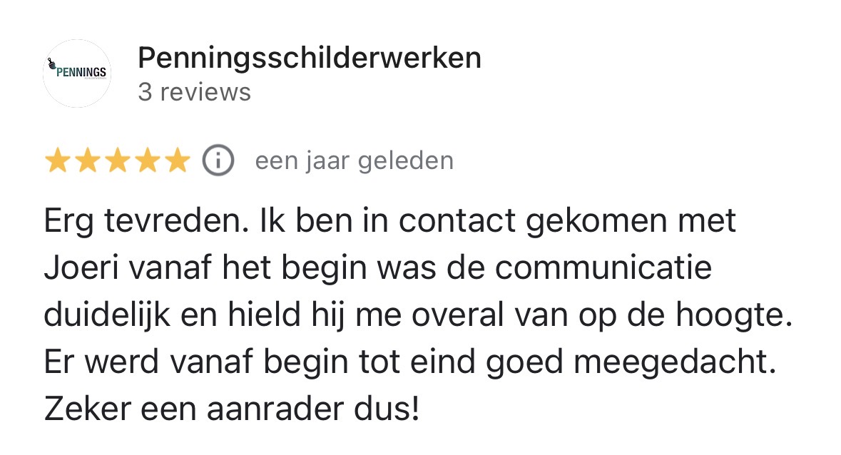 Google review van Penningsschilderwerken